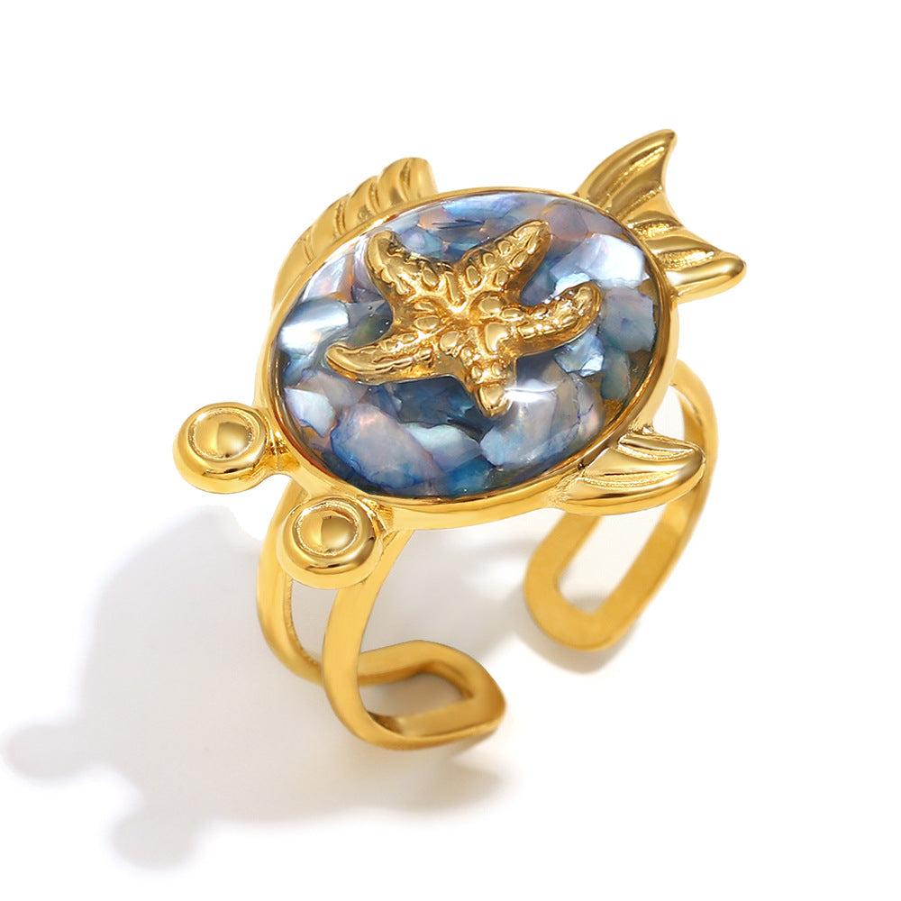 Wholesale Stainless steel 18K gold plated cross-line open ring